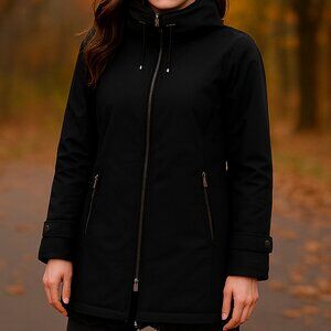 Kristen Blake Black Coat High Collar Zip Front Fall Winter Outerwear Women M HSH